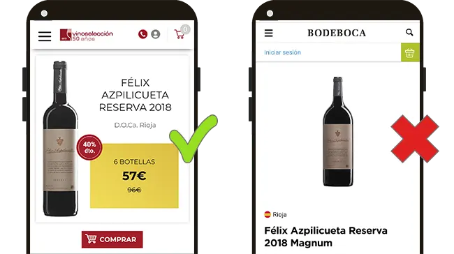 comparativa de fichas de producto del vino felix azpilicueta reserva 2018
