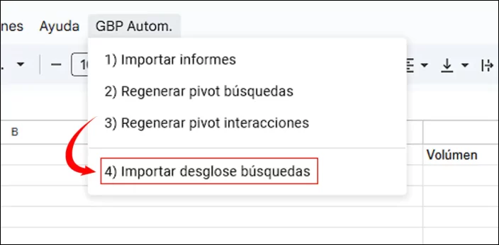 Importar con script el desglose de búsqueda de bussines profile