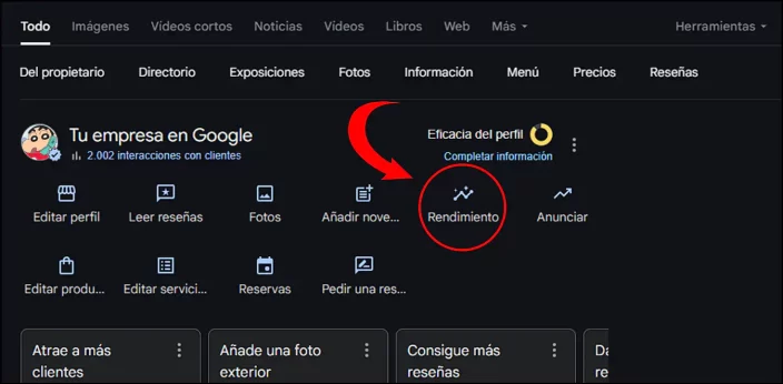 Cómo acceder a los informes de rendimiento en Google Bussines Profile