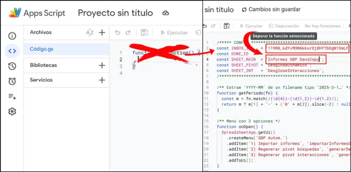 Insertar script en hojas de cálculo a través de apps script