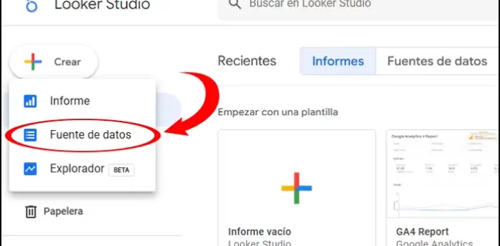 cómo importar una fuente de datos en looker studio
